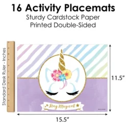 Big Dot Of Happiness Rainbow Unicorn - Paper Magical Unicorn Birthday Party Coloring Sheets - Activity Placemats - Set Of 16 -Aurora Party Sales GUEST 009b0ca6 f1bd 4369 9f94 58e4ebcf0cc2