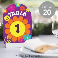 Big Dot Of Happiness 60’s Hippie - 1960s Groovy Party Double-Sided 5 X 7 Inches Cards - Table Numbers - 1-20