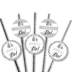 Big Dot Of Happiness We Still Do Paper Straw Decor - Wedding Anniversary Party Striped Decorative Straws - Set Of 24 -Aurora Party Sales GUEST 013ba8c9 ba56 488d b1d4 cec2c11df440