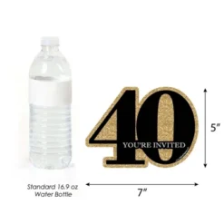 Big Dot Of Happiness Adult 40th Birthday - Gold - Shaped Fill-In Invitations - Birthday Party Invitation Cards With Envelopes - Set Of 12 -Aurora Party Sales GUEST 01797c9b 4009 43bf 97be 32617fe4e203