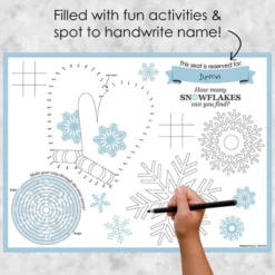 Big Dot Of Happiness Winter Wonderland - Paper Snowflake Holiday Party And Winter Wedding Coloring Sheets - Activity Placemats - Set Of 16