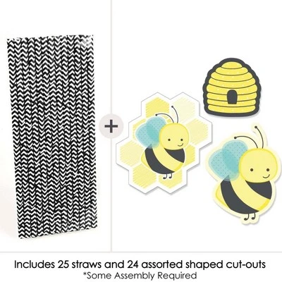 Big Dot Of Happiness Honey Bee Paper Straw Decor - Baby Shower Or Birthday Party Striped Decorative Straws - Set Of 24 2 Big Dot Of Happiness Honey Bee Paper Straw Decor - Baby Shower Or Birthday Party Striped Decorative Straws - Set Of 24 - Image 2