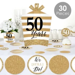 Big Dot Of Happiness We Still Do - 50th Wedding Anniversary - Anniversary Party Decor And Confetti - Terrific Table Centerpiece Kit - Set Of 30