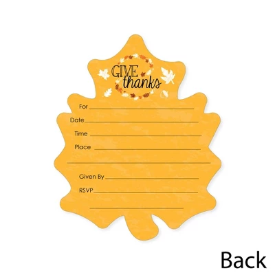 Big Dot Of Happiness Give Thanks - Shaped Fill-in Invitations - Thanksgiving Party Invitation Cards With Envelopes - Set Of 12 3 Big Dot Of Happiness Give Thanks - Shaped Fill-in Invitations - Thanksgiving Party Invitation Cards With Envelopes - Set Of 12 - Image 3