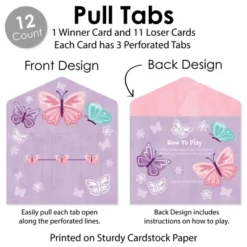 Big Dot Of Happiness Beautiful Butterfly - Floral Baby Shower Or Birthday Party Game Pickle Cards - Pull Tabs 3-in-a-Row - Set Of 12 -Aurora Party Sales GUEST 0565c477 76d9 422f b356 7eca03299f97