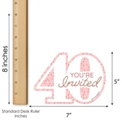 Big Dot Of Happiness 40th Pink Rose Gold Birthday - Shaped Fill-In Invitations - Happy Birthday Party Invitation Cards With Envelopes - Set Of 12 -Aurora Party Sales GUEST 05a5ac9b 7608 4353 96f5 4809fcfb8014