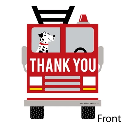 Big Dot Of Happiness Fired Up Fire Truck - Shaped Thank You Cards - Firefighter Baby Shower Birthday Party Thank You Cards With Envelopes - Set Of 12 2 Big Dot Of Happiness Fired Up Fire Truck - Shaped Thank You Cards - Firefighter Baby Shower Birthday Party Thank You Cards With Envelopes - Set Of 12 - Image 2