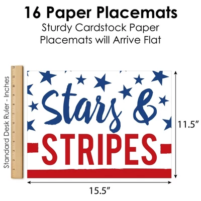 Big Dot Of Happiness Stars & Stripes - Party Table Decorations - Memorial Day, 4th Of July And Labor Day Patriotic Party Placemats - Set Of 16 3 Big Dot Of Happiness Stars & Stripes - Party Table Decorations - Memorial Day, 4th Of July And Labor Day Patriotic Party Placemats - Set Of 16 - Image 3