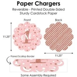 Big Dot Of Happiness 1st Birthday Little Miss Onederful - Girl First Birthday Party Paper Charger & Table Decorations Chargerific Kit For 8 -Aurora Party Sales GUEST 0620d65e f927 4673 ad56 5639e564c94a