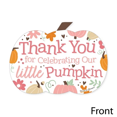 Big Dot Of Happiness Girl Little Pumpkin - Shaped Thank You Cards - Fall Birthday Party Or Baby Shower Thank You Note Cards With Envelopes - Set Of 12 2 Big Dot Of Happiness Girl Little Pumpkin - Shaped Thank You Cards - Fall Birthday Party Or Baby Shower Thank You Note Cards With Envelopes - Set Of 12 - Image 2