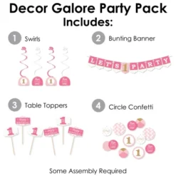 Big Dot Of Happiness 1st Birthday Girl - Fun To Be One - First Birthday Party Supplies Decoration Kit - Decor Galore Party Pack - 51 Pieces