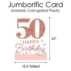 Big Dot Of Happiness 50th Pink Rose Gold Birthday - Happy Birthday Giant Greeting Card - Big Shaped Jumborific Card - 16.5 X 22 Inches 7 Big Dot Of Happiness 50th Pink Rose Gold Birthday - Happy Birthday Giant Greeting Card - Big Shaped Jumborific Card - 16.5 X 22 Inches -Aurora Party Sales GUEST 06a81429 8de5 48a7 92bb a52ea6e758b6