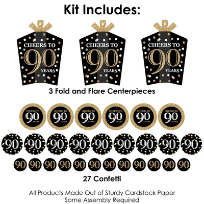 Big Dot Of Happiness Adult 90th Birthday - Gold - Birthday Party Decor And Confetti - Terrific Table Centerpiece Kit - Set Of 30 2 Big Dot Of Happiness Adult 90th Birthday - Gold - Birthday Party Decor And Confetti - Terrific Table Centerpiece Kit - Set Of 30 - Image 2
