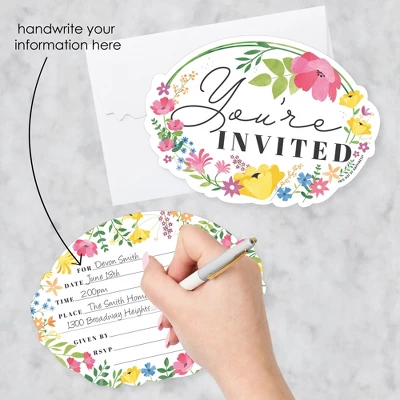 Big Dot Of Happiness Wildflowers - Shaped Fill-In Invitations - Boho Floral Party Invitation Cards With Envelopes - Set Of 12 1 Big Dot Of Happiness Wildflowers - Shaped Fill-In Invitations - Boho Floral Party Invitation Cards With Envelopes - Set Of 12