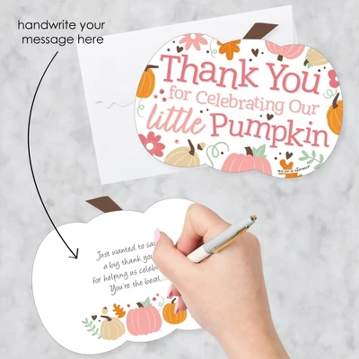 Big Dot Of Happiness Girl Little Pumpkin - Shaped Thank You Cards - Fall Birthday Party Or Baby Shower Thank You Note Cards With Envelopes - Set Of 12 1 Big Dot Of Happiness Girl Little Pumpkin - Shaped Thank You Cards - Fall Birthday Party Or Baby Shower Thank You Note Cards With Envelopes - Set Of 12