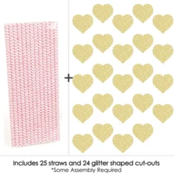 Big Dot Of Happiness Gold Glitter Hearts Party Straws - No-Mess Real Gold Glitter Cut-Outs & Decorative Valentine's Day Party Paper Straws - Set Of 24 -Aurora Party Sales GUEST 07cf4db0 0407 4e1b 94b9 9d561264cea3