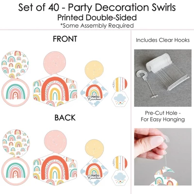 Big Dot Of Happiness Hello Rainbow - Boho Baby Shower And Birthday Party Hanging Decor - Party Decoration Swirls - Set Of 40 4 Big Dot Of Happiness Hello Rainbow - Boho Baby Shower And Birthday Party Hanging Decor - Party Decoration Swirls - Set Of 40 - Image 4