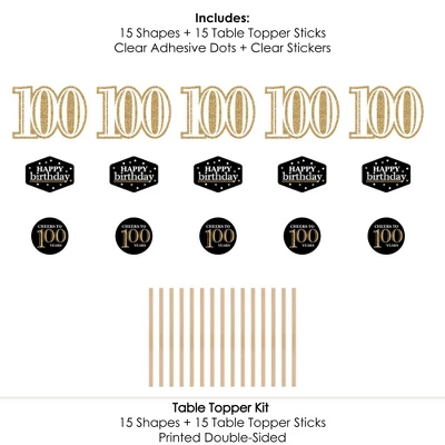 Big Dot Of Happiness Adult 100th Birthday - Gold - Birthday Party Centerpiece Sticks - Table Toppers - Set Of 15 5 Big Dot Of Happiness Adult 100th Birthday - Gold - Birthday Party Centerpiece Sticks - Table Toppers - Set Of 15 - Image 5