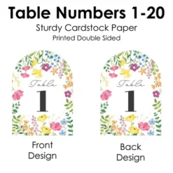 Big Dot Of Happiness Wildflowers Bride - Boho Floral Bridal Shower And Wedding Party Double-Sided 5 X 7 Inches Cards - Table Numbers - 1-20 12 Big Dot Of Happiness Wildflowers Bride - Boho Floral Bridal Shower And Wedding Party Double-Sided 5 X 7 Inches Cards - Table Numbers - 1-20 -Aurora Party Sales GUEST 08850191 5467 4ca9 a794 7529b02e180f