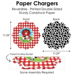 Big Dot Of Happiness Farm Animals - Barnyard Baby Shower Or Birthday Party Paper Charger And Table Decorations - Chargerific Kit - Place Setting For 8 -Aurora Party Sales GUEST 090567c8 fd22 44fd b9a1 47a0b52aab80