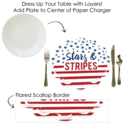 Big Dot Of Happiness Stars & Stripes - Patriotic Party Round Table Decorations - Paper Chargers - Place Setting For 12 -Aurora Party Sales GUEST 0a8f016a 5bbc 4410 99aa dcc0756121ab