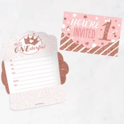 Big Dot Of Happiness 1st Birthday Little Miss Onederful - Fill-In Cards - Girl First Birthday Party Fold And Send Invitations - Set Of 8 -Aurora Party Sales GUEST 0b614cf6 08d4 4d92 8d54 24300cb23e40