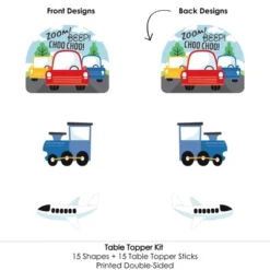 Big Dot Of Happiness Cars, Trains, And Airplanes - Transportation Birthday Party Centerpiece Sticks - Table Toppers - Set Of 15 -Aurora Party Sales GUEST 0bc17889 af3e 4086 af85 2189731a3efe