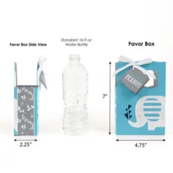 Big Dot Of Happiness Blue Elephant - Boy Baby Shower Or Birthday Party Favor Boxes - Set Of 12