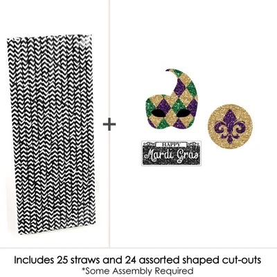 Big Dot Of Happiness Mardi Gras Paper Straw Decor - Masquerade Party Striped Decorative Straws - Set Of 24 2 Big Dot Of Happiness Mardi Gras Paper Straw Decor - Masquerade Party Striped Decorative Straws - Set Of 24 - Image 2