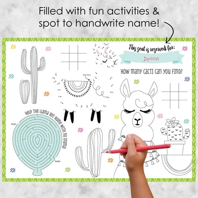 Big Dot Of Happiness Whole Llama Fun - Paper Llama Fiesta Birthday Party Coloring Sheets - Activity Placemats - Set Of 16 1 Big Dot Of Happiness Whole Llama Fun - Paper Llama Fiesta Birthday Party Coloring Sheets - Activity Placemats - Set Of 16