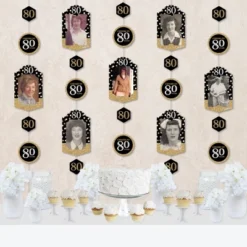 Big Dot Of Happiness Adult 80th Birthday - Gold - Birthday Party Vertical Photo Garland 35 Pieces -Aurora Party Sales GUEST 0c7396c3 1629 4368 a89b 8687fadc1f56