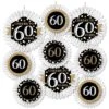 Big Dot Of Happiness Adult 60th Birthday - Gold - Hanging Birthday Party Tissue Decoration Kit - Paper Fans - Set Of 9