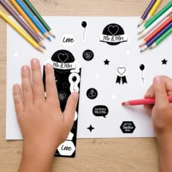 Big Dot Of Happiness Mr. And Mrs. - Black And White Wedding Or Bridal Shower Favor Kids Stickers - 16 Sheets - 256 Stickers -Aurora Party Sales GUEST 0d984e34 e520 4f8b 81e2 ab46d39fef4e
