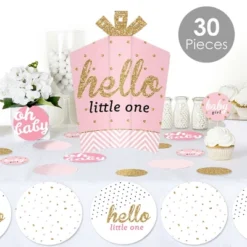 Big Dot Of Happiness Hello Little One - Pink And Gold - Girl Baby Shower Decor And Confetti - Terrific Table Centerpiece Kit - Set Of 30