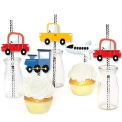 Big Dot Of Happiness Cars, Trains, And Airplanes - Paper Straw Decor - Transportation Birthday Party Striped Decorative Straws - Set Of 24 -Aurora Party Sales GUEST 0dc387ff f010 4522 abc3 5c79b8cb2800
