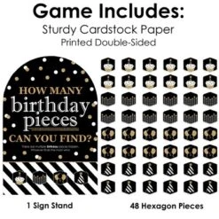 Big Dot Of Happiness Adult Happy Birthday - Gold - Birthday Party Scavenger Hunt - 1 Stand And 48 Game Pieces - Hide And Find Game -Aurora Party Sales GUEST 0eef9ade 7bb3 4748 8b3b f5ebc03e450e