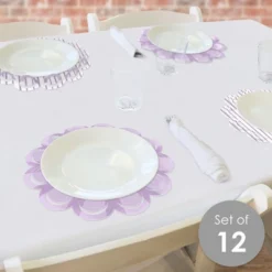 Big Dot Of Happiness Purple Stripes - Simple Party Round Table Decorations - Paper Chargers - Place Setting For 12