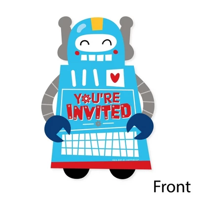 Big Dot Of Happiness Gear Up Robots - Shaped Fill-In Invitations - Birthday Party Or Baby Shower Invitation Cards With Envelopes - Set Of 12 2 Big Dot Of Happiness Gear Up Robots - Shaped Fill-In Invitations - Birthday Party Or Baby Shower Invitation Cards With Envelopes - Set Of 12 - Image 2