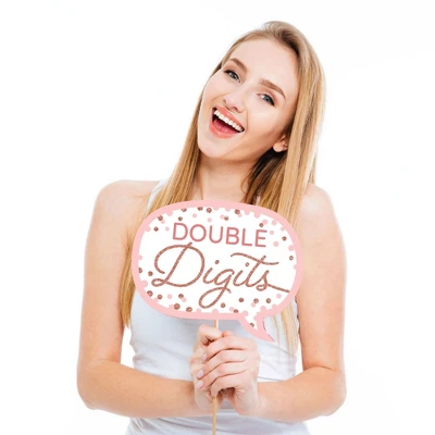 Big Dot Of Happiness 10th Pink Rose Gold Birthday - Happy Birthday Party Photo Booth Props Kit - 20 Count 2 Big Dot Of Happiness 10th Pink Rose Gold Birthday - Happy Birthday Party Photo Booth Props Kit - 20 Count - Image 2