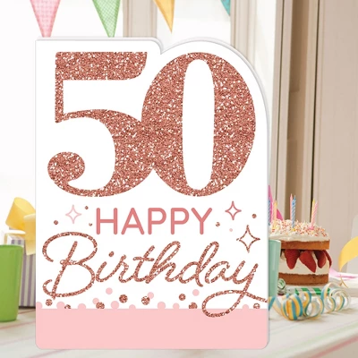 Big Dot Of Happiness 50th Pink Rose Gold Birthday - Happy Birthday Giant Greeting Card - Big Shaped Jumborific Card - 16.5 X 22 Inches 1 Big Dot Of Happiness 50th Pink Rose Gold Birthday - Happy Birthday Giant Greeting Card - Big Shaped Jumborific Card - 16.5 X 22 Inches