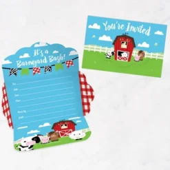 Big Dot Of Happiness Farm Animals - Fill-In Cards - Barnyard Baby Shower Or Birthday Party Fold And Send Invitations - Set Of 8 -Aurora Party Sales GUEST 11847e2c c2b2 416a 9809 64a428d81b79
