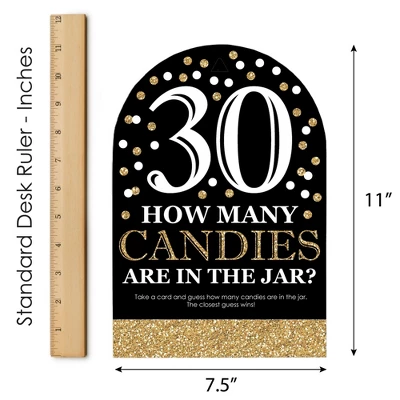 Big Dot Of Happiness Adult 30th Birthday - Gold - How Many Candies Birthday Party Game - 1 Stand And 40 Cards - Candy Guessing Game 5 Big Dot Of Happiness Adult 30th Birthday - Gold - How Many Candies Birthday Party Game - 1 Stand And 40 Cards - Candy Guessing Game - Image 5