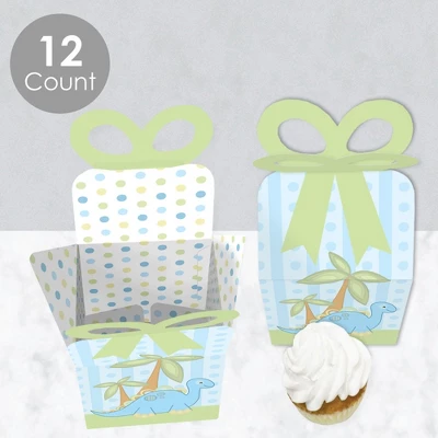 Big Dot Of Happiness Baby Boy Dinosaur - Square Favor Gift Boxes - Baby Shower Or Birthday Party Bow Boxes - Set Of 12 2 Big Dot Of Happiness Baby Boy Dinosaur - Square Favor Gift Boxes - Baby Shower Or Birthday Party Bow Boxes - Set Of 12 - Image 2