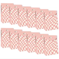 Big Dot Of Happiness Pink Checkered Party - Gift Favor Bags - Party Goodie Boxes - Set Of 12 -Aurora Party Sales GUEST 1312fff2 da4b 473f 8b8c 364d044b2c57