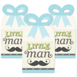Big Dot Of Happiness Dashing Little Man Mustache Party - Square Favor Gift Boxes - Baby Shower Or Birthday Party Bow Boxes - Set Of 12