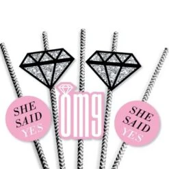 Big Dot Of Happiness Omg, You're Getting Married Paper Straw Decor - Engagement Party Striped Decorative Straws - Set Of 24 -Aurora Party Sales GUEST 13740865 1d6b 4165 bad1 36003e253f92