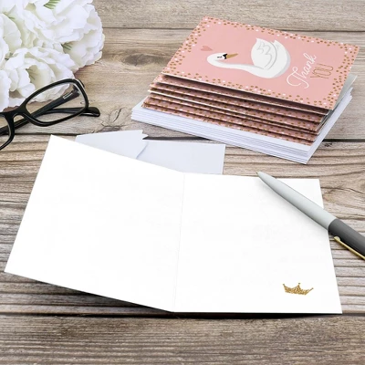 Big Dot Of Happiness Swan Soiree - White Swan Baby Shower Or Birthday Party Thank You Cards (8 Count) 3 Big Dot Of Happiness Swan Soiree - White Swan Baby Shower Or Birthday Party Thank You Cards (8 Count) - Image 3