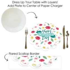 Big Dot Of Happiness Colorful Floral Happy Mother's Day - We Love Mom Party Round Table Decorations - Paper Chargers - Place Setting For 12 -Aurora Party Sales GUEST 13fe4fa7 5242 4808 bd9b 906e2de96eff