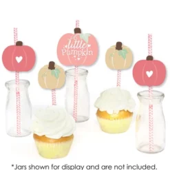 Big Dot Of Happiness Girl Little Pumpkin - Paper Straw Decor - Fall Birthday Party Or Baby Shower Striped Decorative Straws - Set Of 24 -Aurora Party Sales GUEST 14f3f8c3 bdc1 4d00 bf45 bfe625b37fee
