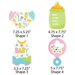 Big Dot Of Happiness Colorful Baby Shower - Baby Bodysuit, Rattle, Bottle, Diaper Decorations DIY Gender Neutral Party Essentials - Set Of 20 -Aurora Party Sales GUEST 1532a9e5 7998 43cf 8e35 146269569c19
